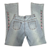 Y2K Floral Embroidered Flare Denim Jeans