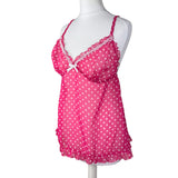 Pink Mesh Y2K Polka Dot Cami