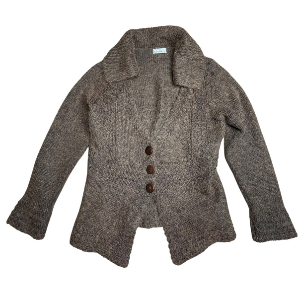 Brown Y2K Knitted Cardigan