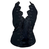 Y2K Halter Neck Sequin Top