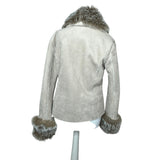 Embroidered Faux Fur Coat