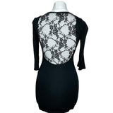 Lace Back Y2K Black Dress