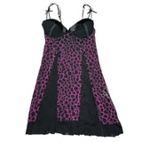 Y2K Animal Print Baby Doll Dress