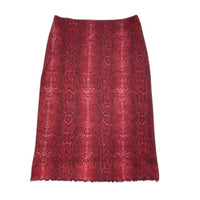 Vintage Red Snakeskin Mesh Midi Skirt
