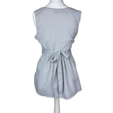 Grey Beaded Tie Waist Top