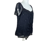 Y2K Sequin Mesh Detail Top