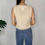 Cream Y2K Knitted Vest Cardigan