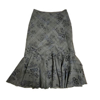 Navy Blue Maxi Plaid Skirt
