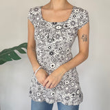 Y2K Short Sleeve Tie Back Top