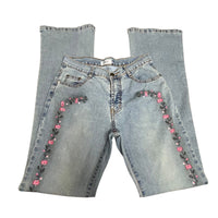 Y2K Floral Embroidered Flare Denim Jeans