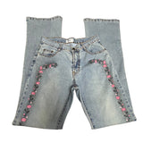 Y2K Floral Embroidered Flare Denim Jeans