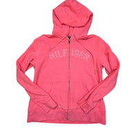 Pink Tommy Hilfiger Spell Out Hoodie Zip Up