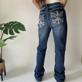 Embroidered Bootcut Denim Jeans