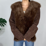 Y2K Knitted Faux Fur Cardigan
