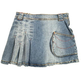 Y2K Pleated Denim Mini Skirt