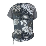 Grey Floral Print Top