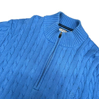 Blue Knitted 1/4 Zip Jumper