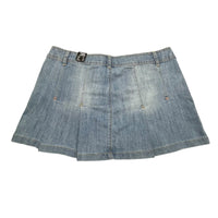 Pleated Denim Mini Skirt