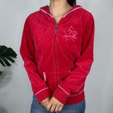 Y2K Red Velour Pineapple Zip Up
