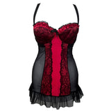 Y2K Red and Black Mesh BabyDoll