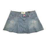 Pleated Denim Mini Skirt