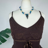 Blue & Black Beaded Vintage Necklace