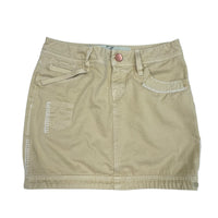 Beige Cargo Style Denim Skirt