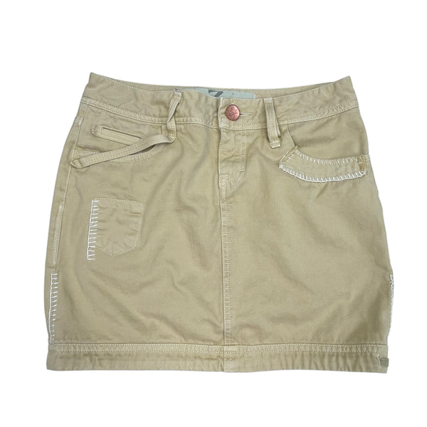 Beige Cargo Style Denim Skirt
