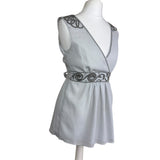 Grey Beaded Tie Waist Top