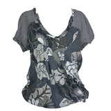 Grey Floral Print Top