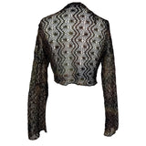 Sparkly Brown Vintage Crochet Cardigan