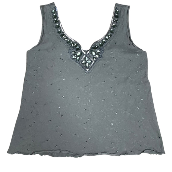 Grey Y2K Embellished Cami