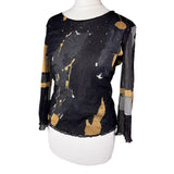 Y2K Black Graphic Mesh Long Sleeve Top