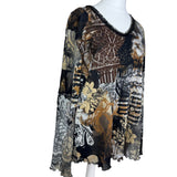 Graphic Mesh Long Sleeve Top