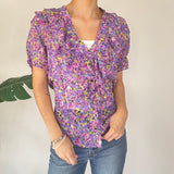 Floral Lilac Y2K Mesh Top