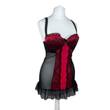 Y2K Red and Black Mesh BabyDoll