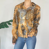 Vintage Mesh Long Sleeve Button Up Top