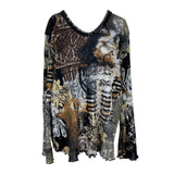 Graphic Mesh Long Sleeve Top