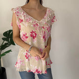 Vintage Floral Cream Top
