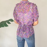 Floral Lilac Y2K Mesh Top