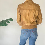 Tan Vintage Leather Bomber Jacket