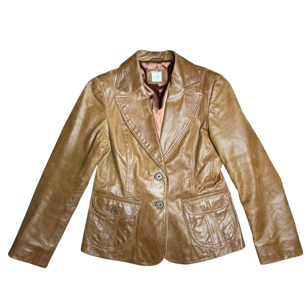 Y2K Tan Leather Jacket