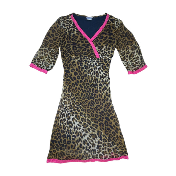 Y2K Animal Print Mesh Midi Dress