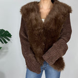 Y2K Knitted Faux Fur Cardigan