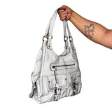 Y2K White Leather Shoulder Bag