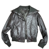 Black Faux Leather Bomber Jacket