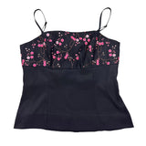Y2K Floral Embroidery Satin Cami