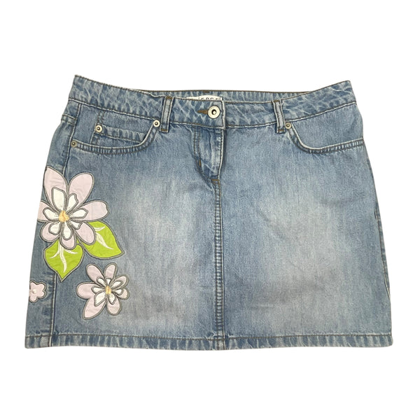 Y2K Floral Denim Skirt
