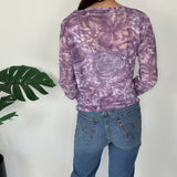 Lilac Y2K Mesh Long Sleeve Top
