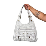 Y2K White Leather Shoulder Bag